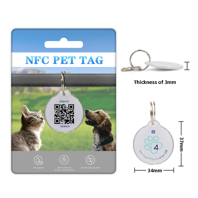 Etiqueta de identificación de perro mascota NFC de epoxi con código QR inteligente personalizado de 13,56 MHz