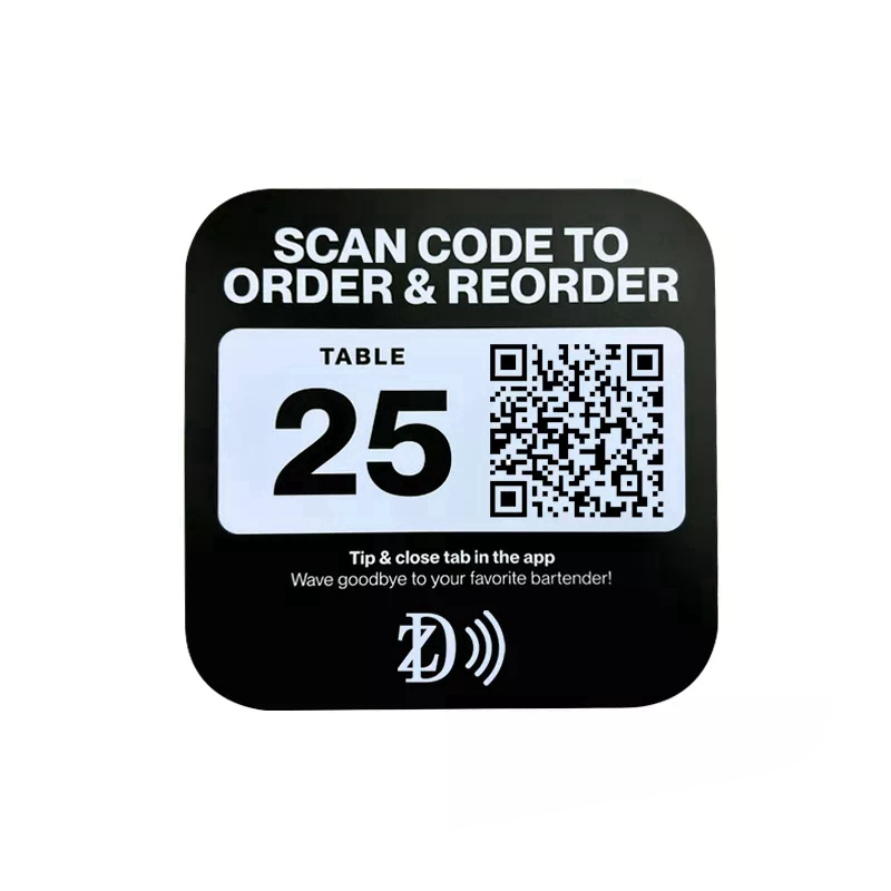Fabricante de etiquetas de pedido de alimentos NFC de epoxi digital con código QR sin contacto