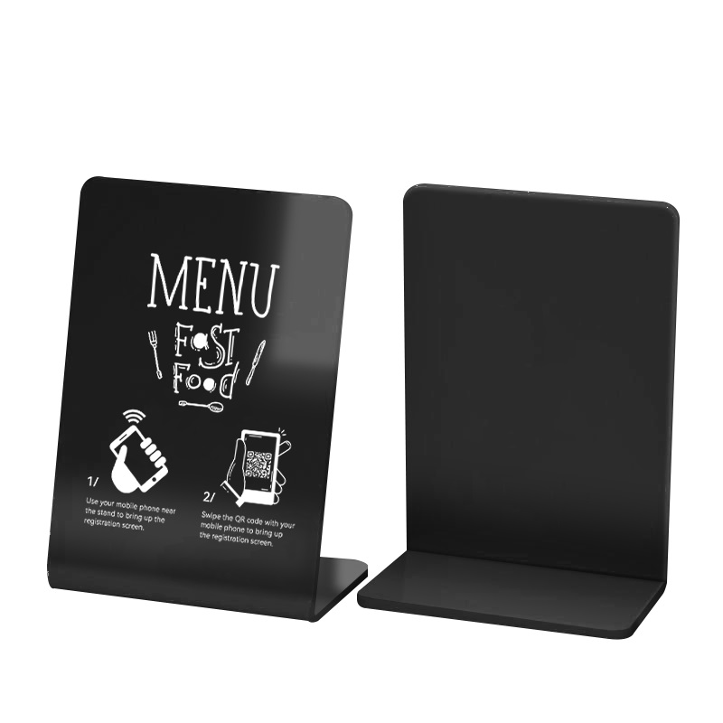 Soporte de menú NFC de plástico acrílico impermeable personalizado de 13,56 MHz