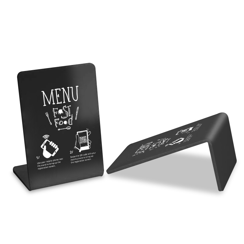 Soporte de menú NFC de plástico acrílico impermeable personalizado de 13,56 MHz
